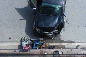 motorcycle car accident birds eye view