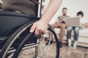 close-up on man in wheelchair