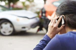 female driver making phone call