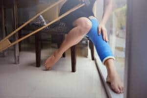 woman in a leg cast