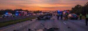 A Florida highway accident scene caused by speeding