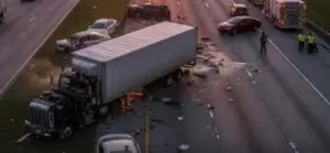 A dramatic highway truck accident scene in Florida,